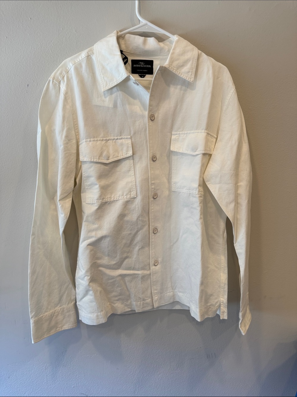 Rodd & Gunn Cream Button-Up Utility Shirt, Medium